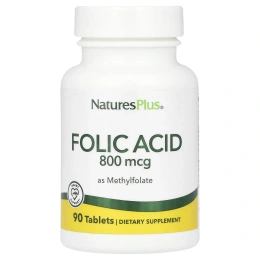Nature's Plus, Фолиевая кислота, 800 мкг, 90 таблеток