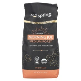 Dr. Mercola, Solspring®, Biodynamic®, Organic Morning Джо, цельные бобы, средняя обжарка, 340 г (12 унций)