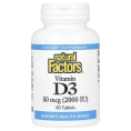 Natural Factors, Витамин D3, 2000 IU, 90 таблеток