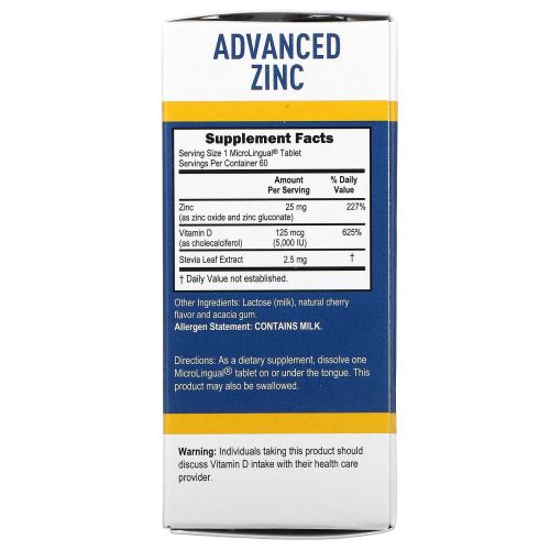 Superior Source, Advanced Zinc, витамин D3, 60 быстрорастворимых таблеток MicroLingual