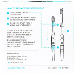 Dr. Tung's, Ионная зубная щетка, головки щетки для замены, мягкая щетина, 2 штуки