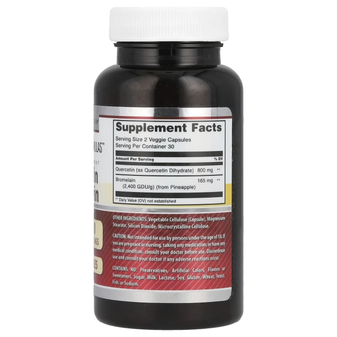 Amazing Nutrition, Кверцетин бромелаин, 60 растительных капсул
