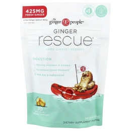 The Ginger People, Ginger Rescue®, твердые леденцы с имбирем, 30 леденцов в индивидуальной упаковке