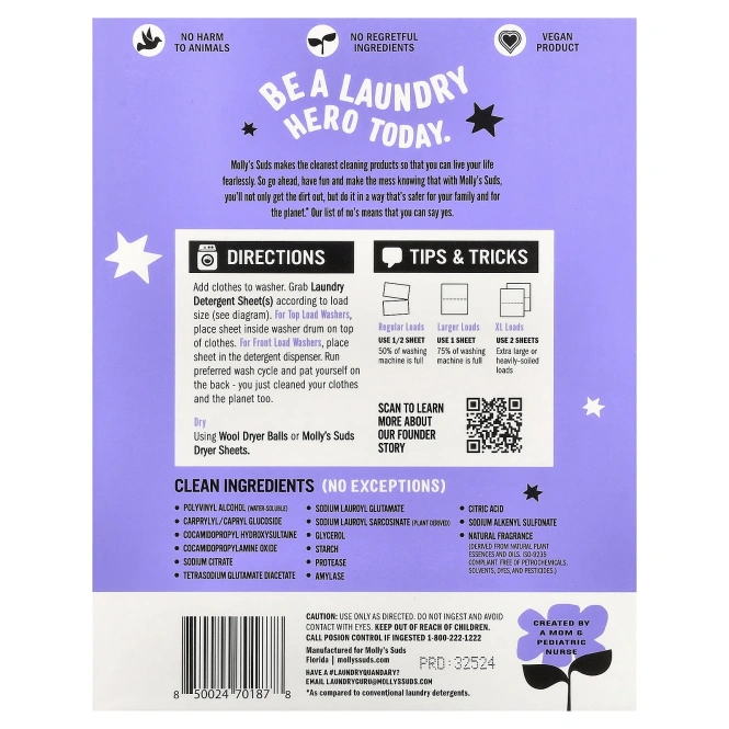 Molly's Suds, моющее средство для стирки, лаванда, 35 шт.