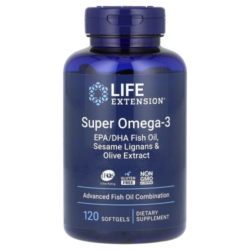 Омега-3 Life Extension Super Omega-3 EPA/DHA Fish Oil, 120 желатиновых капсул