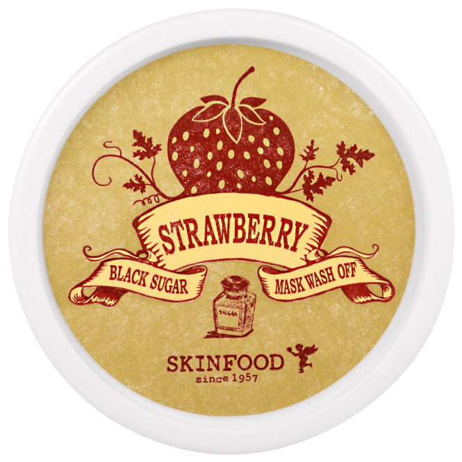 Skinfood, Черный сахар, клубничная смываемая маска, 100 г