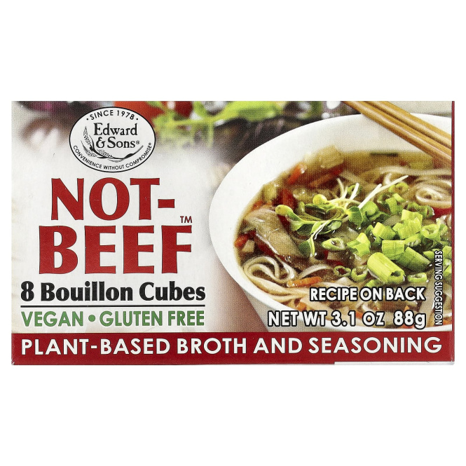 Edward & Sons, Not-Beef™, бульонные кубики, 8 кубиков, 88 г (3,1 унции)