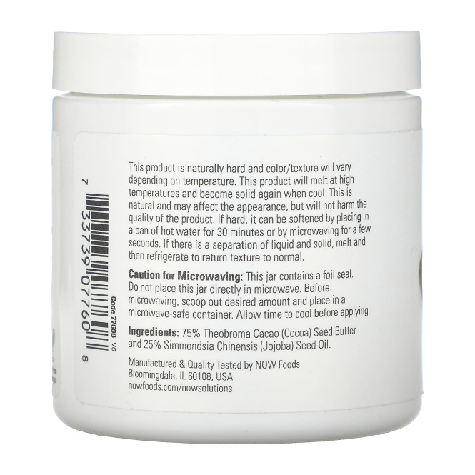 Now Foods, Solutions,масло какао с маслом жожоба, 192 мл