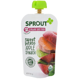 Sprout Organic, Детское питание, Этап 2, Сладкий картофель, яблоко, шпинат, 4 унц. (113 г)