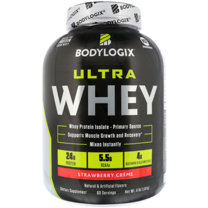 Bodylogix, Ultra Whey, клубничный крем, 4 ф. (1,8 кг)