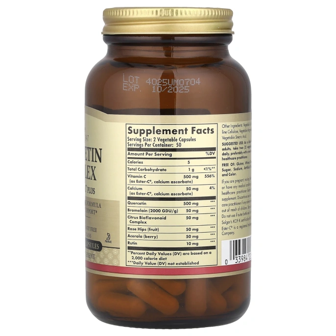 Solgar, комплекс с кверцетином и Ester-C® Plus, 100 растительных капсул