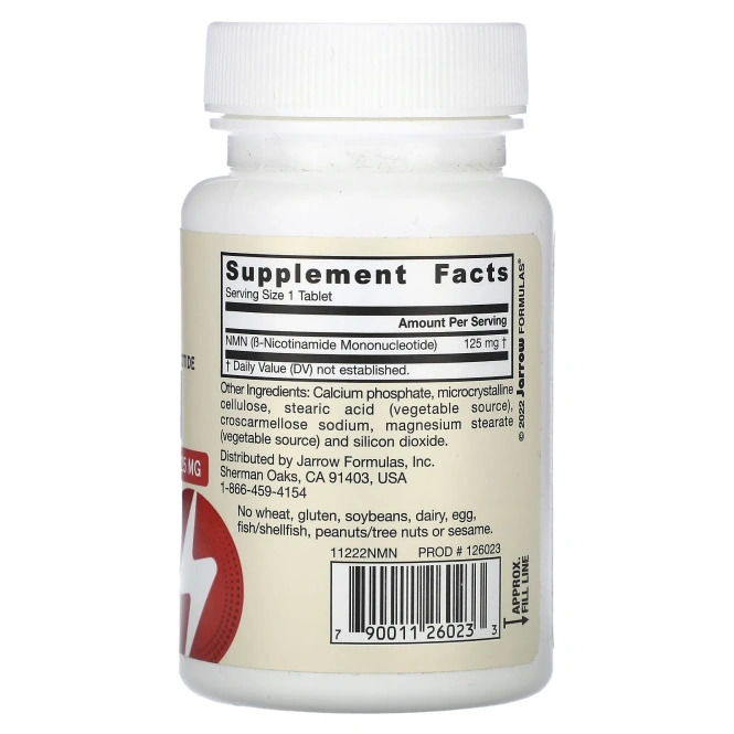 Jarrow Formulas, веганский NMN, 125 мг, 60 таблеток
