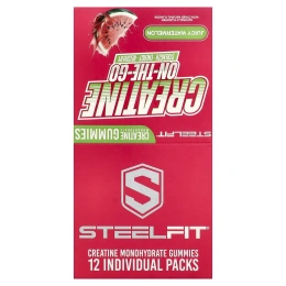 SteelFit, Creatine On-The-Go™, жевательные таблетки с моногидратом креатина, со вкусом сочного арбуза, 12 упаковок по 22 г (0,8 унции)