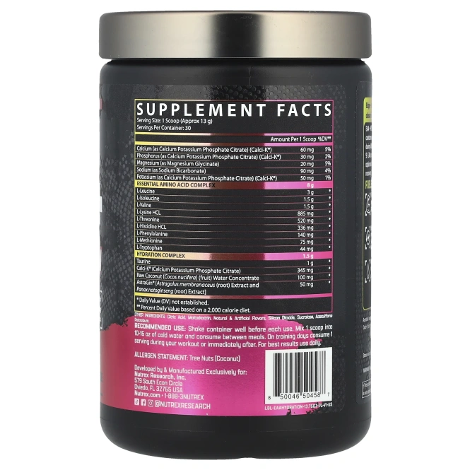 Nutrex Research, EAA + Hydration, розовый лимонад, 390 г (13,76 унции)