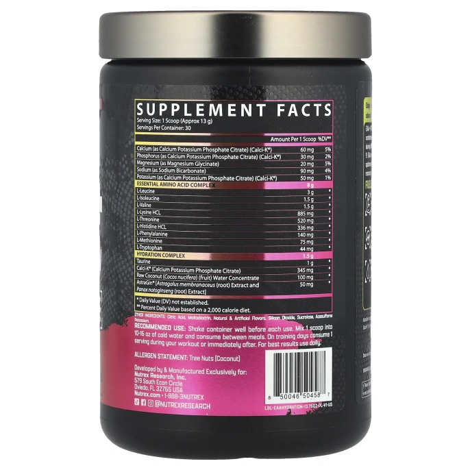 Nutrex Research, EAA + Hydration, розовый лимонад, 390 г (13,76 унции)