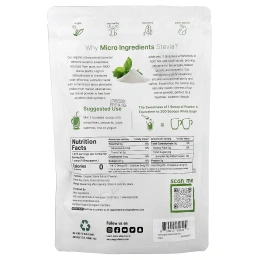 Micro Ingredients, органический экстракт стевии в порошке, 227 г (8 унций)