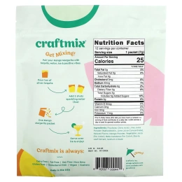 Craftmix, Пакетики для коктейлей, манго и маргарита, 12 пакетиков, 84 г (2,96 унции)