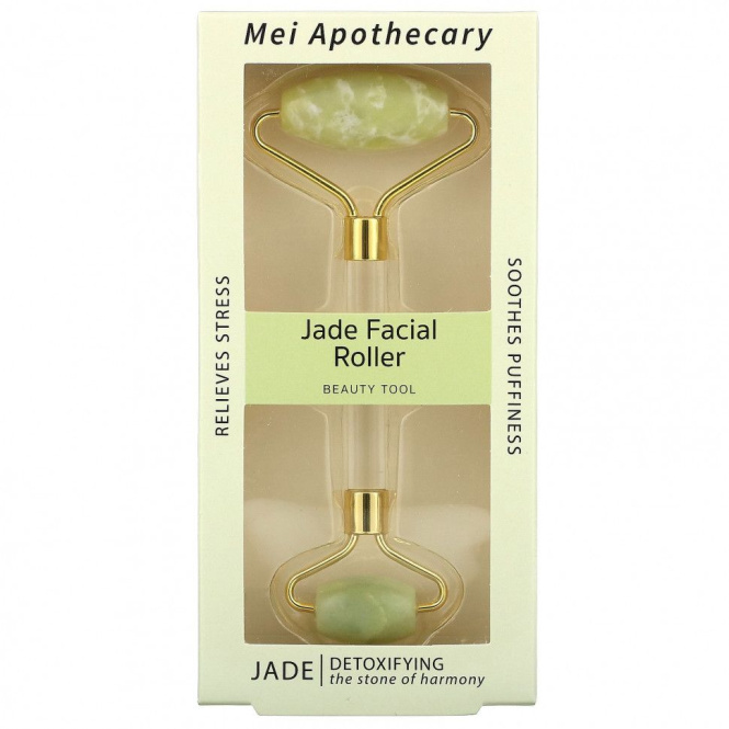 Mei Apothecary, массажер-ролик для лица из нефрита, 1 шт