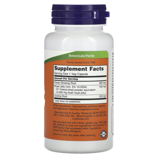 Now Foods, Женьшень и маточное молочко, 90 капсул