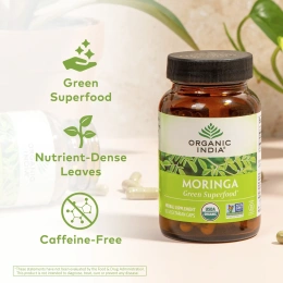 Organic India, моринга, 180 вегетарианских капсул (350 мг в 1 капсуле)