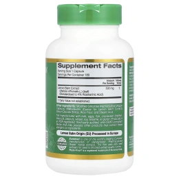 California Gold Nutrition, экстракт мелиссы, европейское качество, 500 мг, 180 растительных капсул