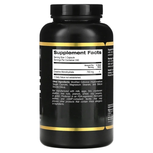California Gold Nutrition, Sport, креатин, 240 растительных капсул