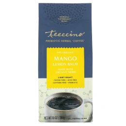 Teeccino, Prebiotic Herbal Coffee, мелисса с манго и лимоном, легкая обжарка, без кофеина, 284 г (10 унций)