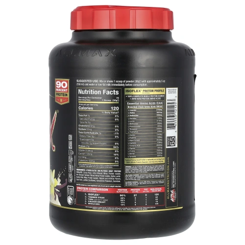 ALLMAX Nutrition, Isoflex, 100% суперочищенный изолят сывороточного протеина (технология ионной фильтрации WPI), ванильный вкус, 2,27 кг
