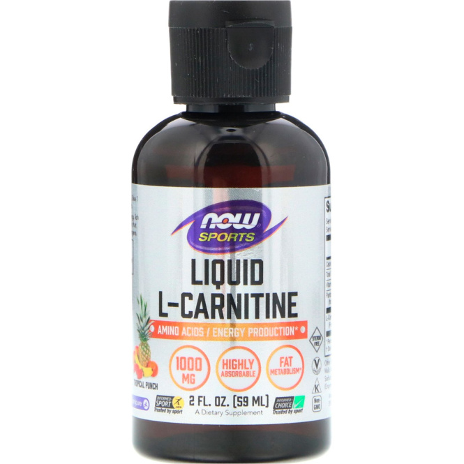 Now Foods, Sports Liquid L-Carnitine, Tropical Punch, 1000 mg, 2 fl oz (59 ml)