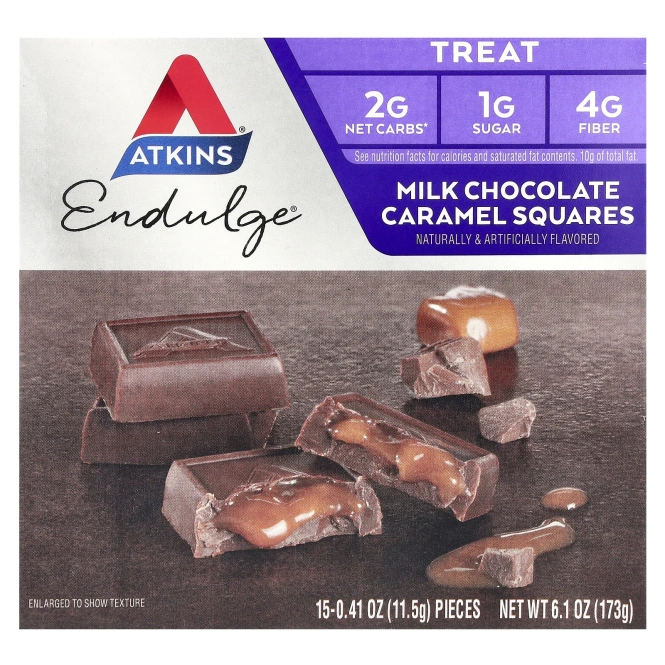 Atkins, Treat, молочный шоколад и карамель, 15 шт., 11,5 г (0,41 унции)