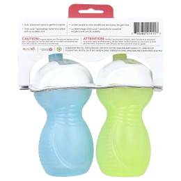 Munchkin, Click Lock ™, стаканчик-поилка для защиты от укусов, от 9 месяцев, светло-зеленый и голубой, 2 стакана по 266 мл (9 унций)