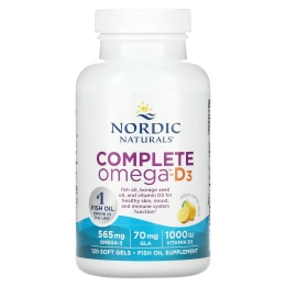 Nordic Naturals, Полный комплекс Омега-D3, лимон, 1000 мг, 120 капсул