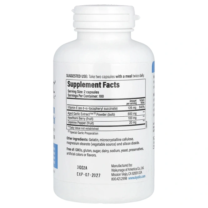 Kyolic, Выдержанный экстракт чеснока, улучшение кровообращения, формула 106, 200 капсул