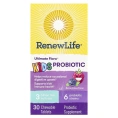 Renew Life, Пробиотики для детей, Ultimate Flora, ягодный вкус, 3 млрд. живых культур, 30 жевательных таблеток