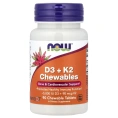 NOW Foods, D3 и K2, жевательные таблетки, 90 жевательных таблеток