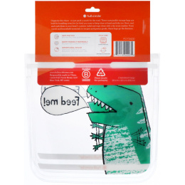 Full Circle, ZipTuck, многоразовые пакеты для бутербродов, динозавр, 2 пакета