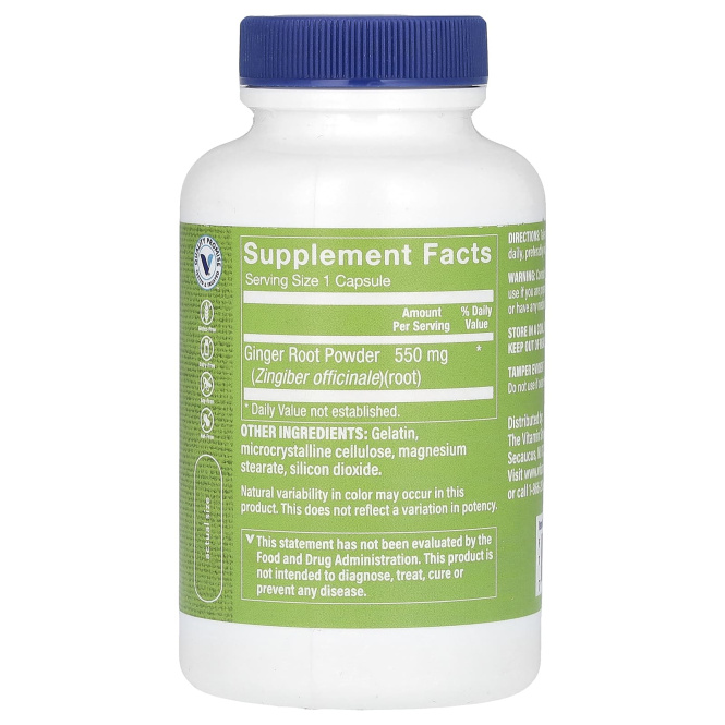The Vitamin Shoppe, корень имбиря, 550 мг, 100 капсул
