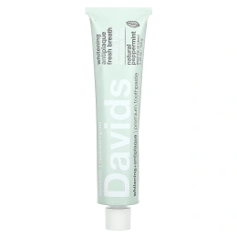 Davids, Зубная паста премиум-класса, отбеливающая + защита от зубного налета, натуральная перечная мята, 149 г (5,25 унции)