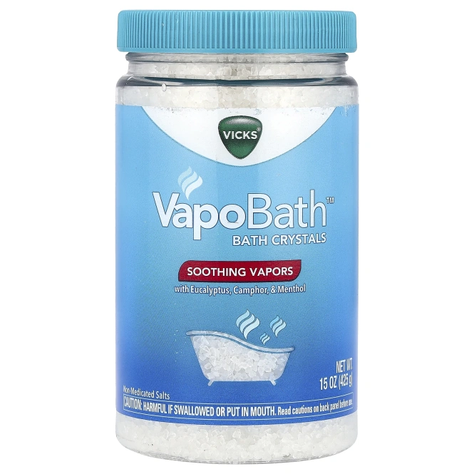 Vicks, VapoBath ™, кристаллы для ванн, успокаивающие пары, 425 г (15 унций)