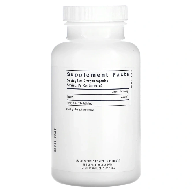 Vital Nutrients, Таурин`` 120 веганских капсул