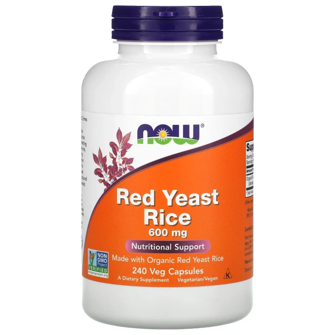 Now Foods, Красный ферментированный рис, 600 мг, 240 растительных капсул