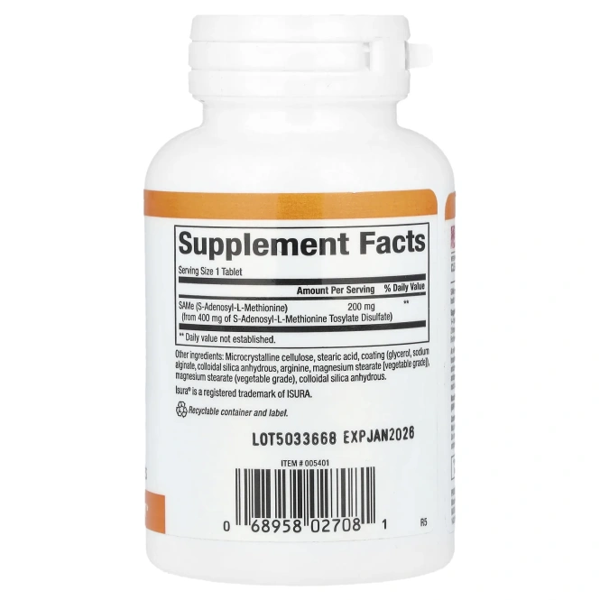 Natural Factors, SAMe, 200 мг, 60 таблеток медленного высвобождения