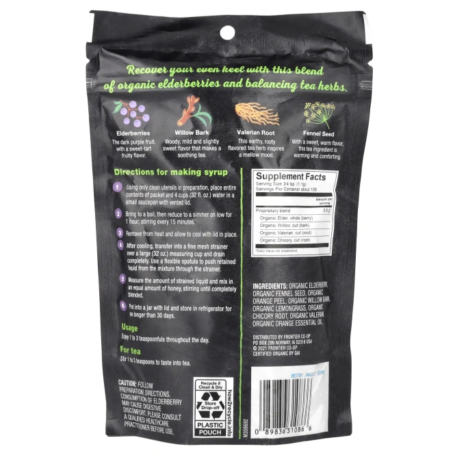 Frontier Co-op, Органическая бузина и смесь трав для сиропа, 120 г (4,23 унции)