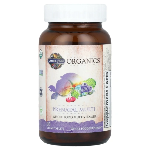 Garden of Life, Organics, пренатальные мультивитамины, 90 веганских таблеток