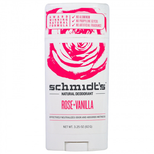 Schmidt's, Роза + ваниль, 3,25 унц. (92 г)