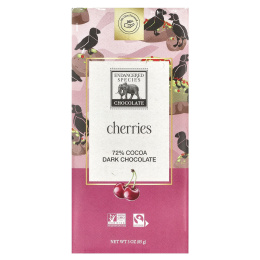 Endangered Species Chocolate, темный шоколад с вишней, 72% какао, 85 г (3 унции)