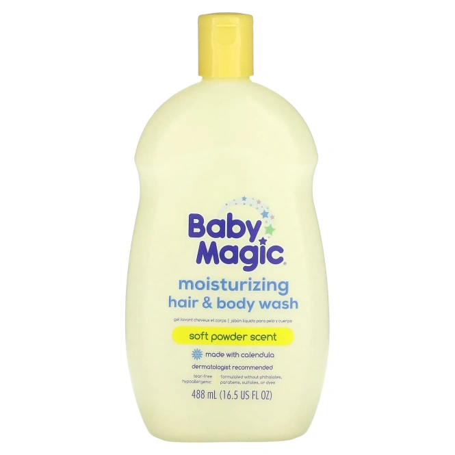 Baby Magic, Увлажняющий гель для волос и тела, мягкая пудра, 488 мл (16,5 жидк. унц.)