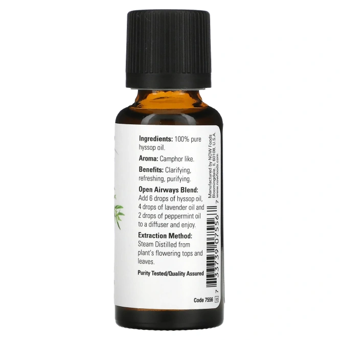 Now Foods 100% чистое масло иссопа 1 жидкая унция