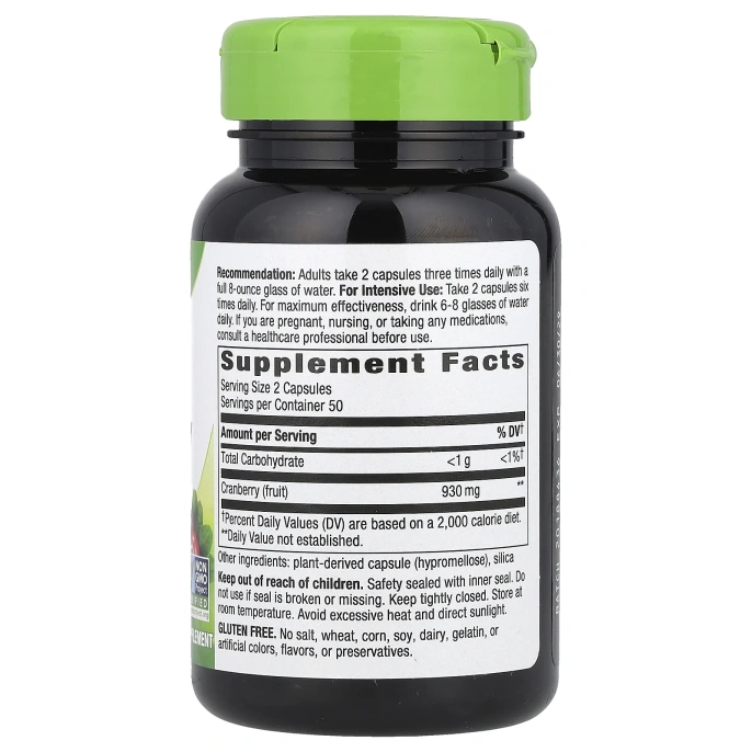 Nature's Way, плоды клюквы, 930 мг, 100 веганских капсул (465 мг в 1 капсуле)