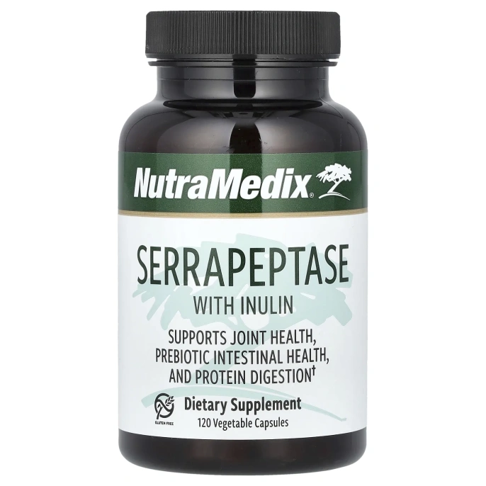 NutraMedix, Серрапептаза с инулином, 120 растительных капсул